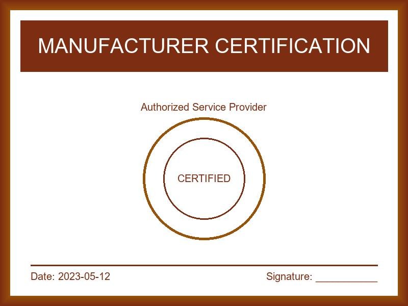 Manufacturer Certification